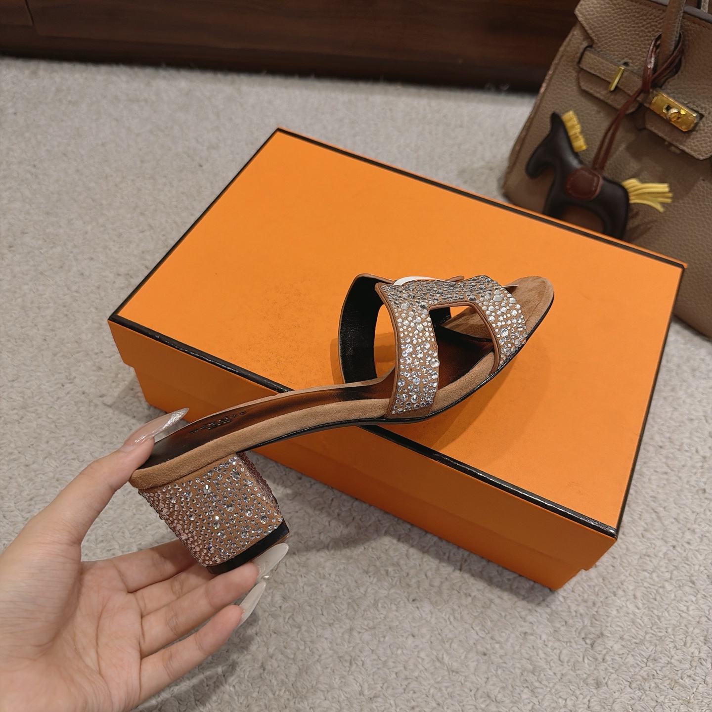Hermès Crystal Oran Heeled Mules