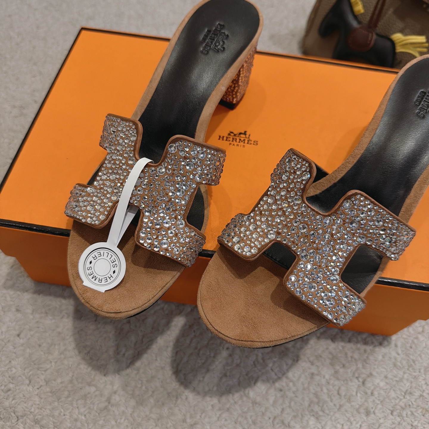 Hermès Crystal Oran Heeled Mules