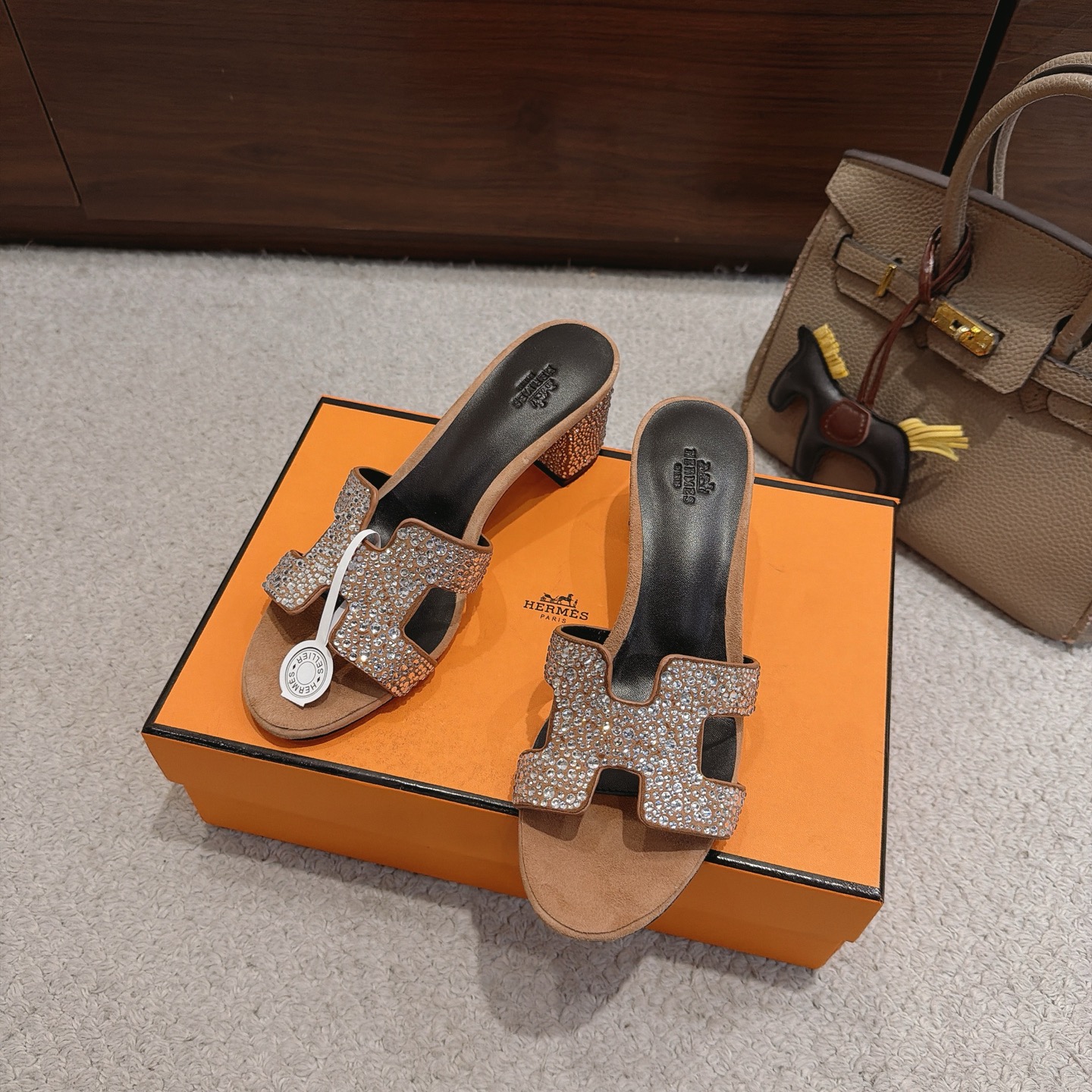 Hermès Crystal Oran Heeled Mules