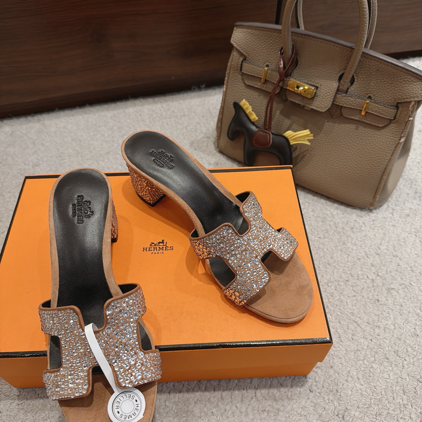 Hermès Crystal Oran Heeled Mules