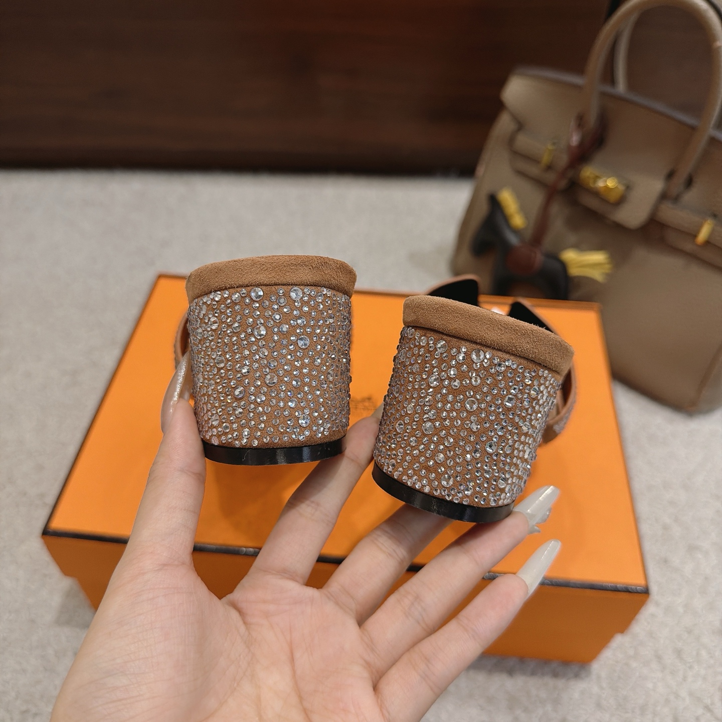 Hermès Crystal Oran Heeled Mules