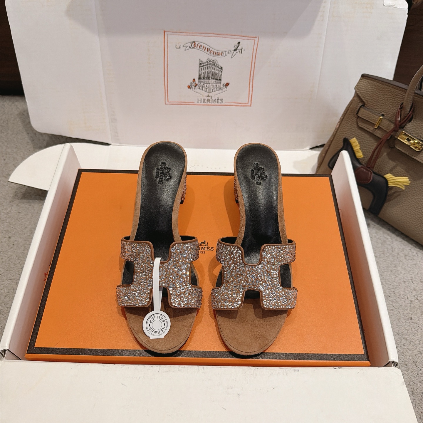 Hermès Crystal Oran Heeled Mules