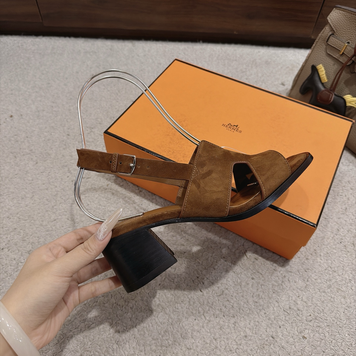 HERMES Brown Helia Sandals