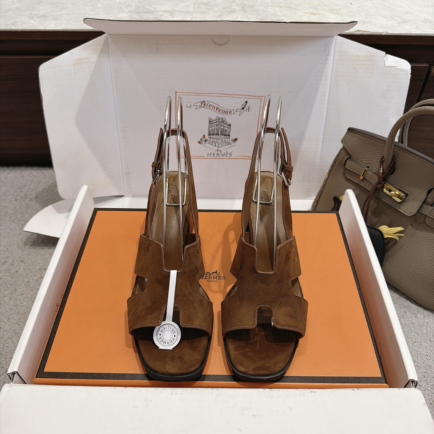 HERMES Brown Helia Sandals