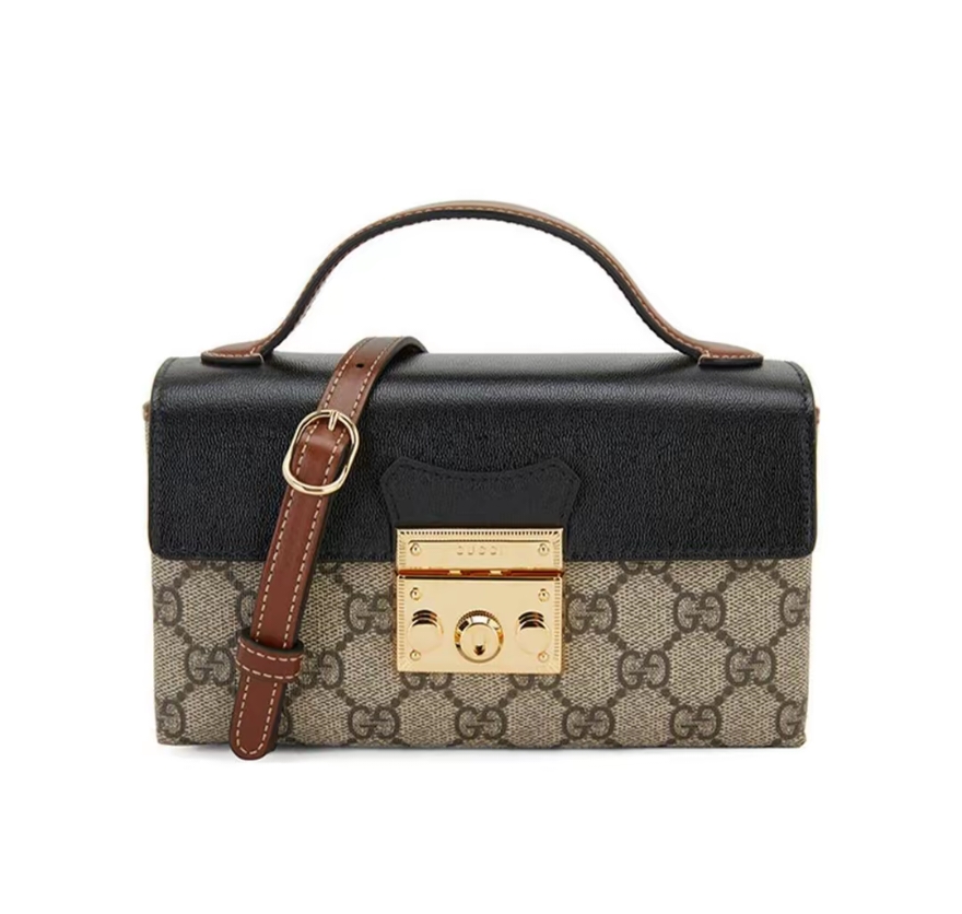 Gucci 652683 Padlock series launches a new mini handbag 18/10/5cm, using colorful leather and canvas materials to create an outstanding look.