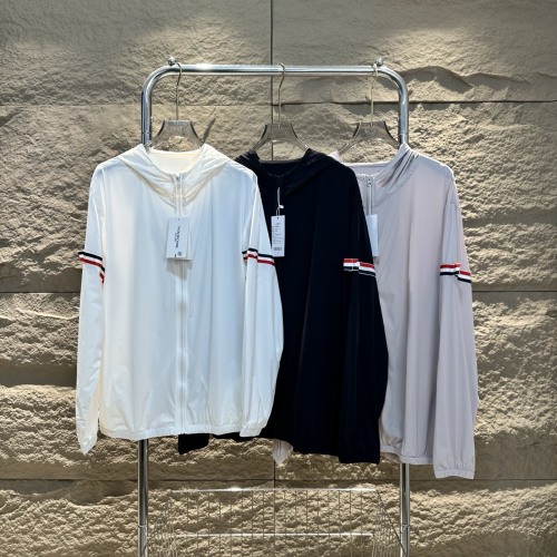 Thom Browne Sun Protection Jacket with Double Sleeve Stripes and Hooded Design 1 Thom Browne Sun Protection Jacket with Double Sleeve Stripes and Hooded Design
