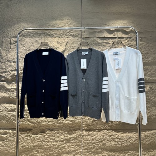 Thom Browne Classic Stripe V-Neck Cardigan - Timeless Style & Comfort 1 Thom Browne Classic Stripe V-Neck Cardigan - Timeless Style & Comfort