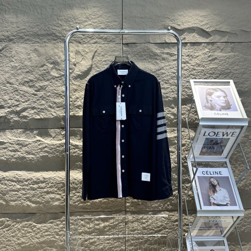 Thom Browne Oxford Shirt Casual Jacket TB Stripe Zip Up Outerwear 1 Thom Browne Oxford Shirt Casual Jacket TB Stripe Zip Up Outerwear