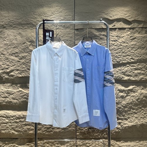 Thom Browne Grid Patchwork Oxford Shirt | Long Sleeve Button-Down for Men & Women 1 Thom Browne Grid Patchwork Oxford Shirt | Long Sleeve Button-Down for Men & Women