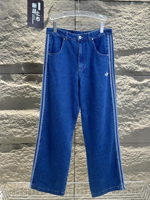 Adidas 2025 Spring Denim Jeans Straight Leg, Vintage Wash, Unisex Fit 1 Adidas 2025 Spring Denim Jeans Straight Leg, Vintage Wash, Unisex Fit