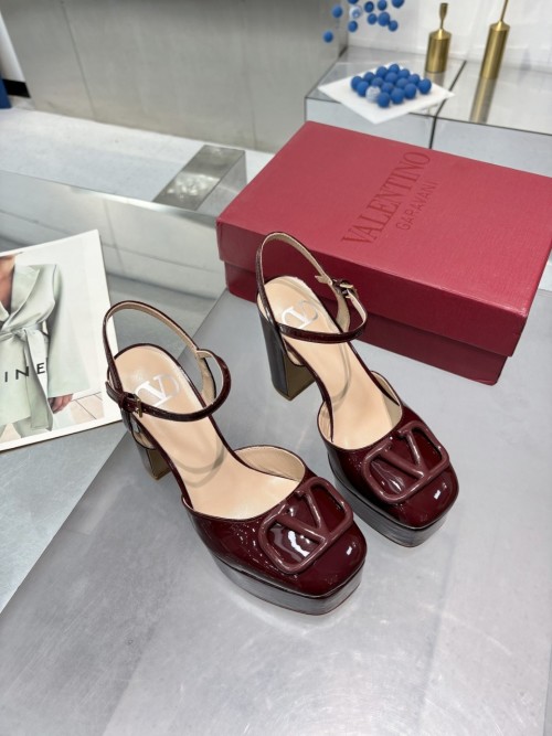 Valentino Garavani Metallic Logo Platform Sandals, High Heel, Ankle Strap
