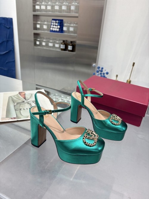 Valentino Garavani Metallic Logo Platform Sandal, Leather High Heel 1 Valentino Garavani Metallic Logo Platform Sandal, Leather High Heel