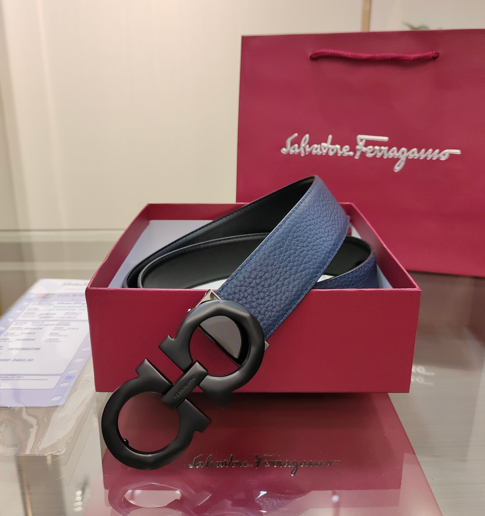 Salvatore Ferragamo Men's Reversible Leather Belt with Gancini Buckle