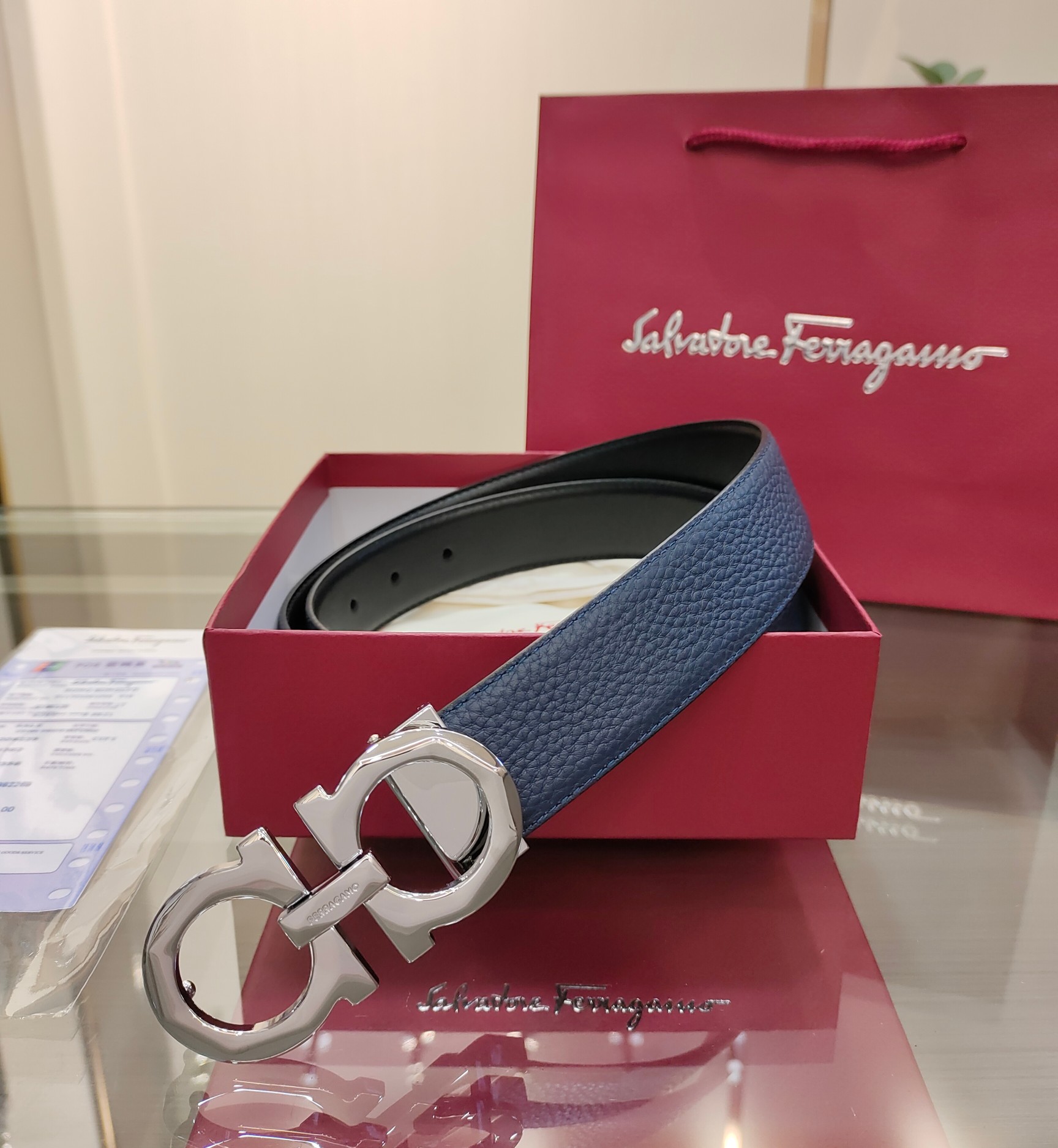 Salvatore Ferragamo Reversible Leather Belt with Iconic Buckle