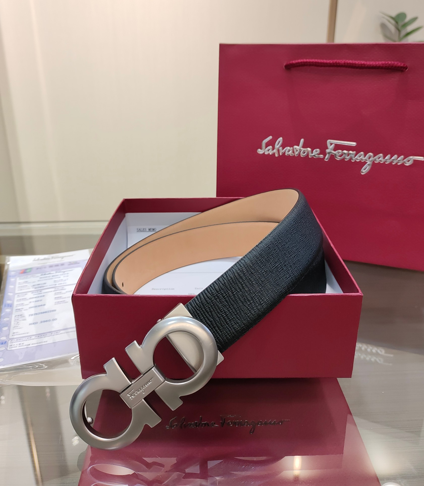 Salvatore Ferragamo Reversible Leather Belt with Iconic Buckle