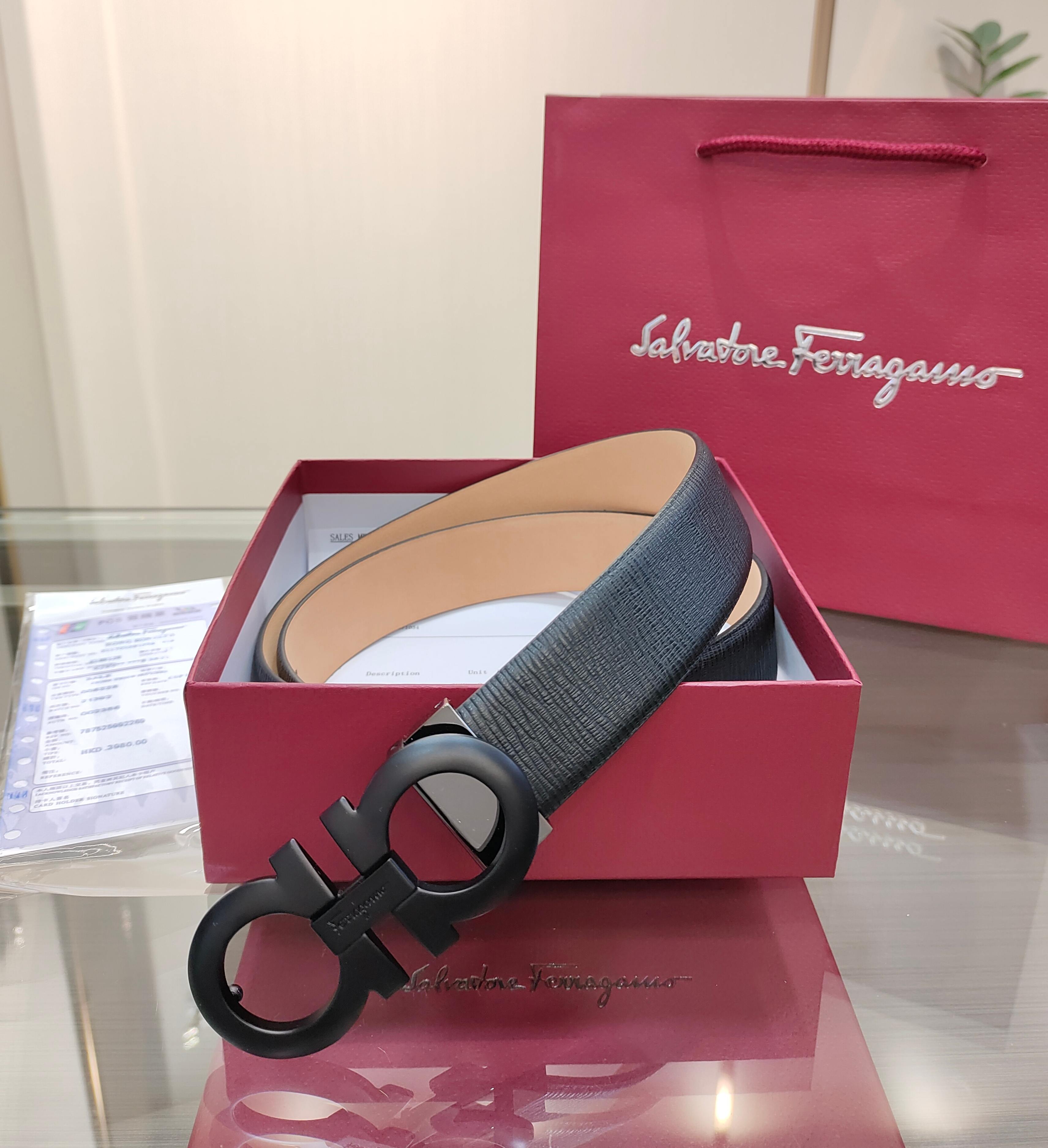 Salvatore Ferragamo Men's Reversible Leather Belt with Gancini Buckle