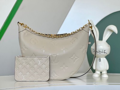 Louis Vuitton Bags Handbags Cheap Replica Apricot Color Beige Black White Empreinte​ Cowhide Loop Hobo Chains M46725