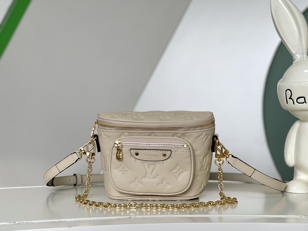 Louis Vuitton LV Bumbag Belt Bags & Fanny Packs Handbags Apricot Color Blue White Empreinte​ Chains M85636