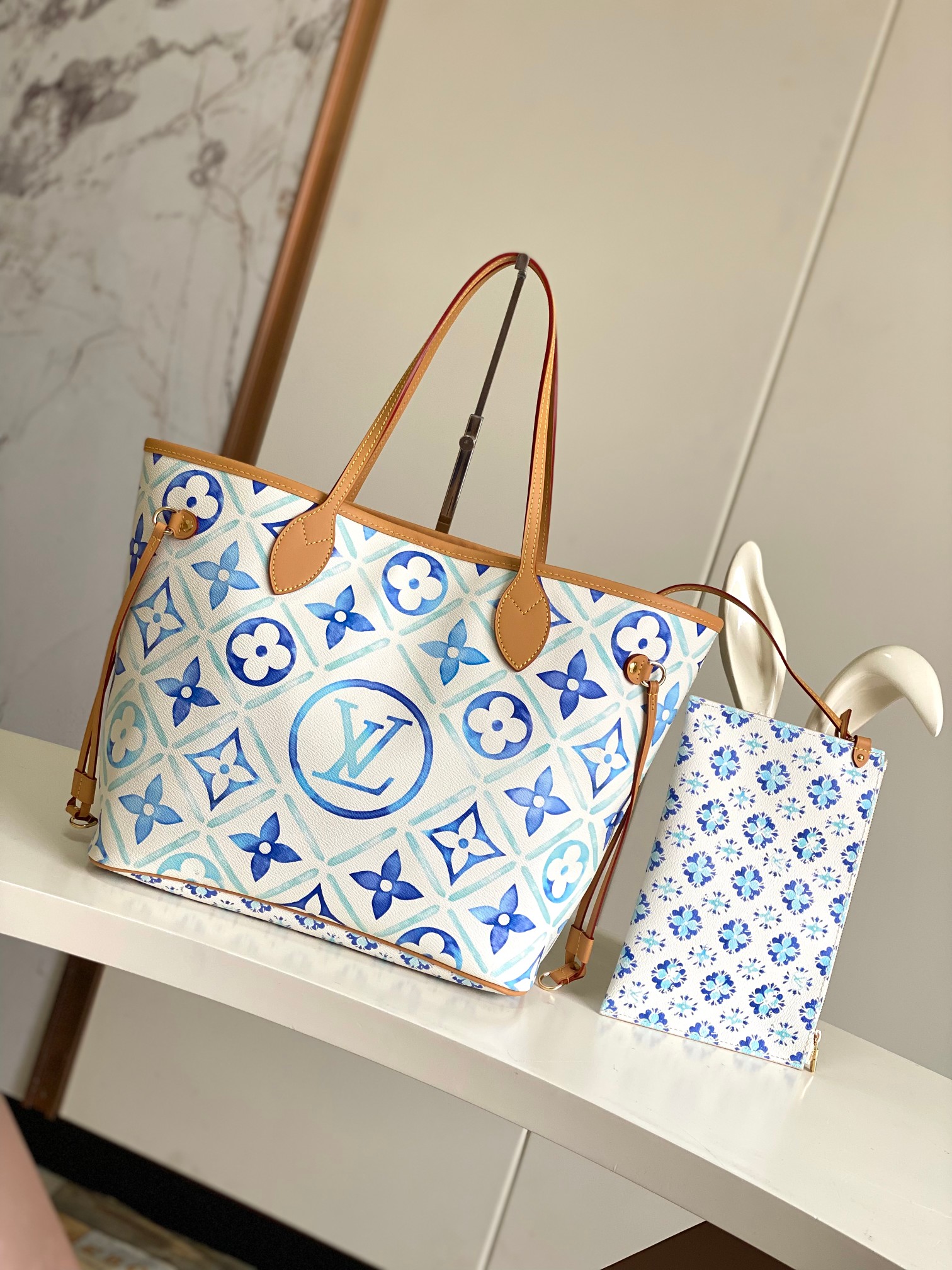 【海原外单 独实家拍 动态芯片】M11263蓝色 M25317粉色 Neverfull 中号手袋选用 M