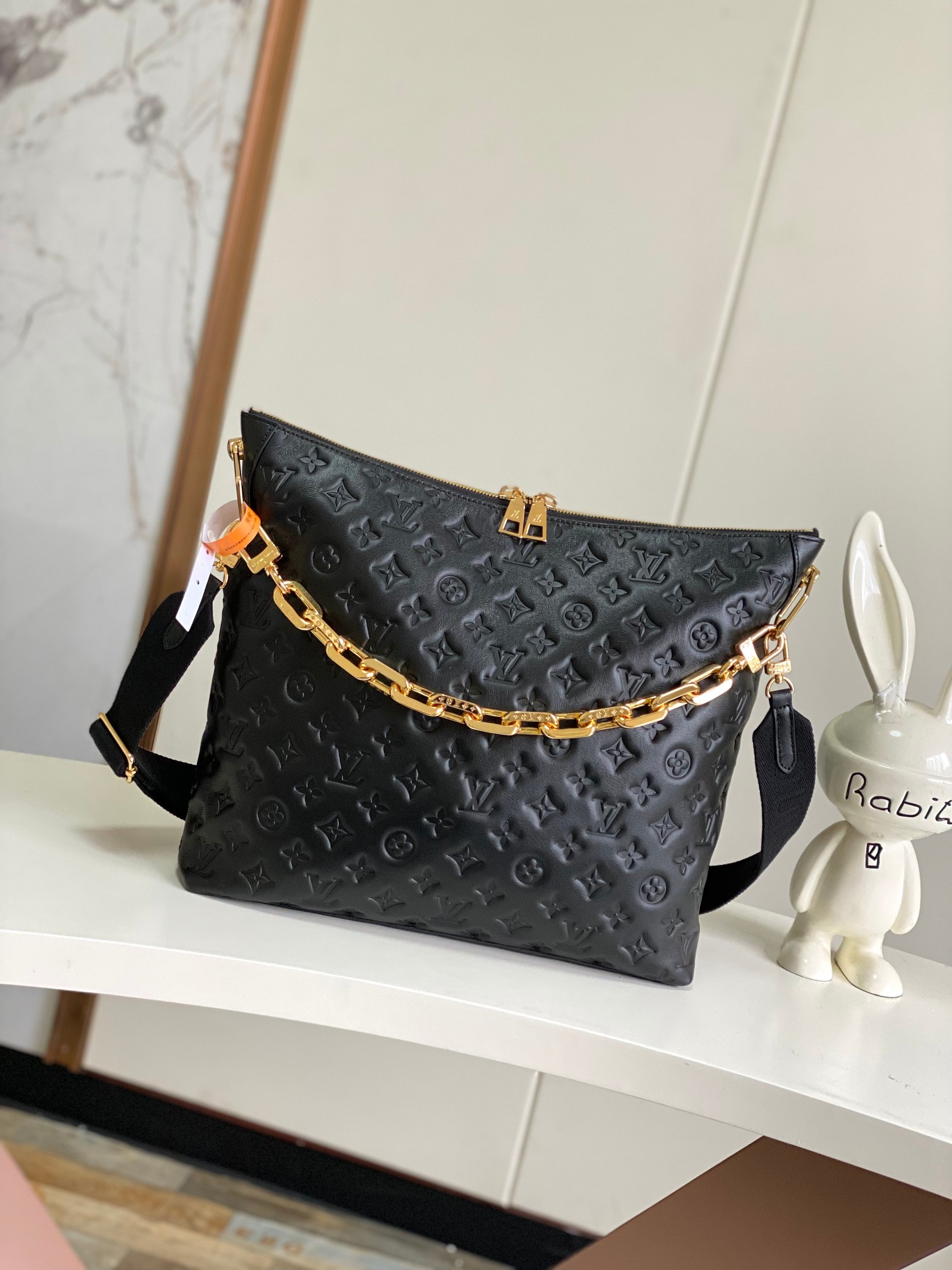 Louis Vuitton LV Coussin Handbags Crossbody & Shoulder Bags Apricot Color Black Gold Cotton M12068