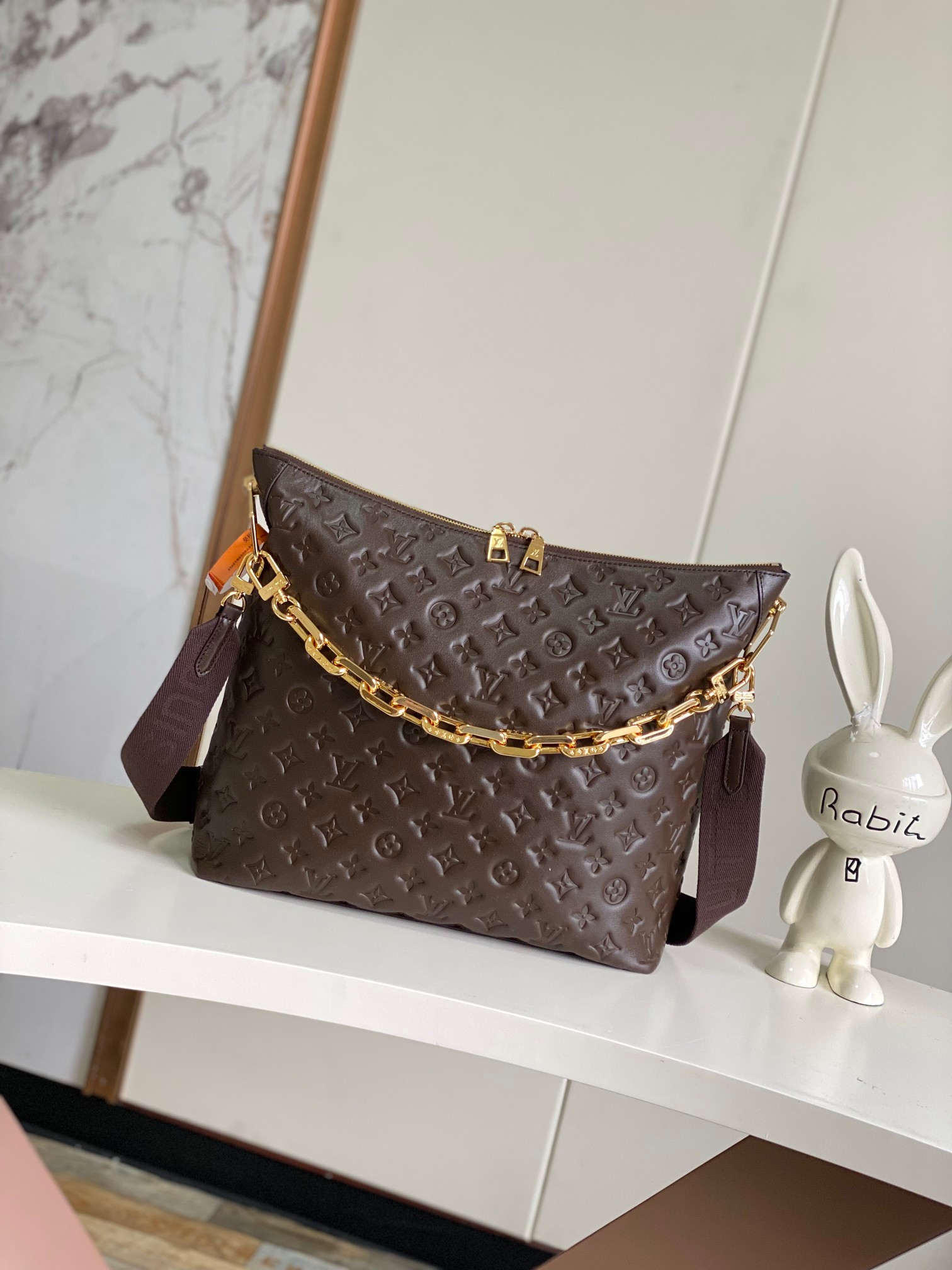 Louis Vuitton LV Coussin Handbags Crossbody & Shoulder Bags Apricot Color Black Gold Cotton M12072