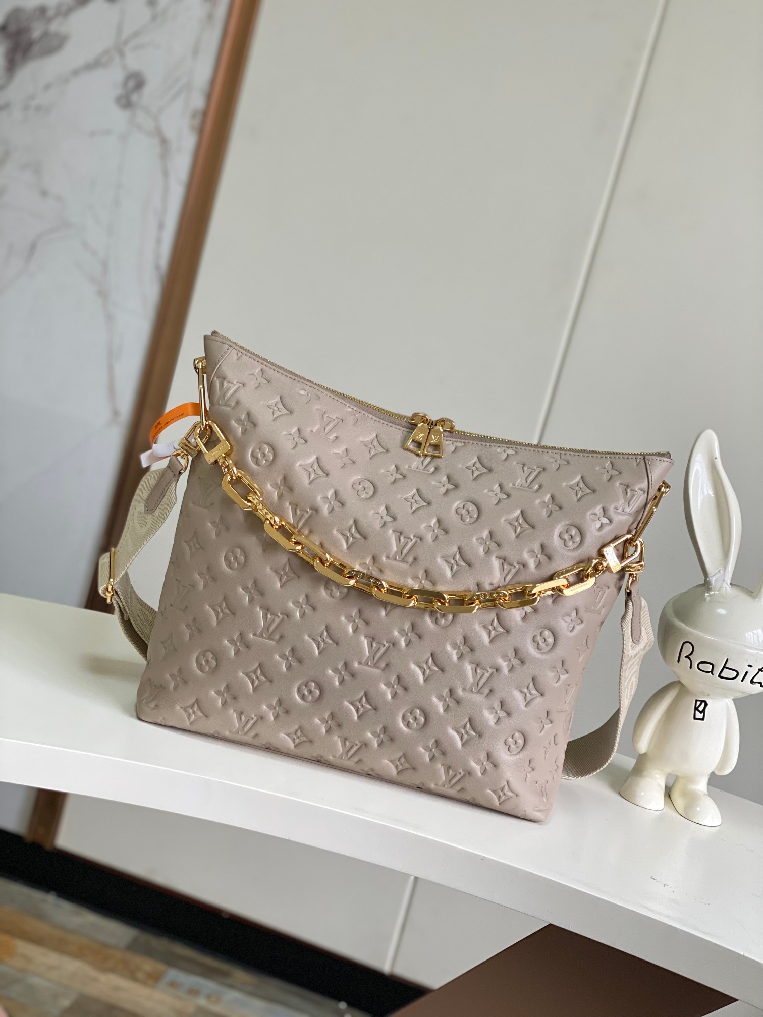 High Quality Replica
 Louis Vuitton LV Coussin Handbags Crossbody & Shoulder Bags Apricot Color Black Gold Cotton M12071