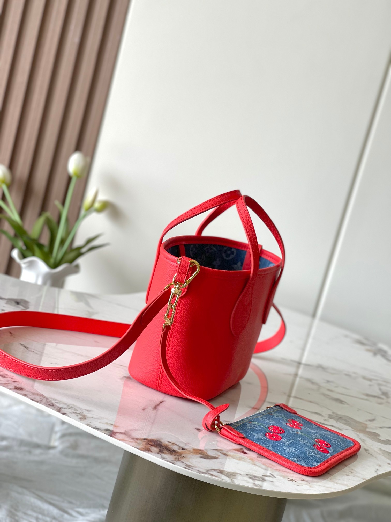M14997牛仔蓝 樱桃🍒顶级原单加强版半钢五金163c01本款 Neverfull Inside O