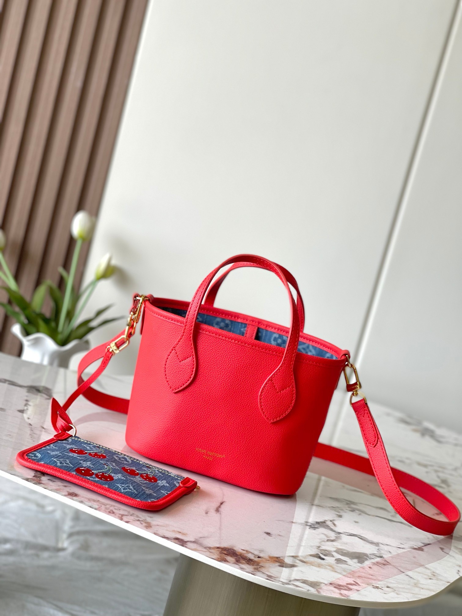 M14997牛仔蓝 樱桃🍒顶级原单加强版半钢五金163c01本款 Neverfull Inside O