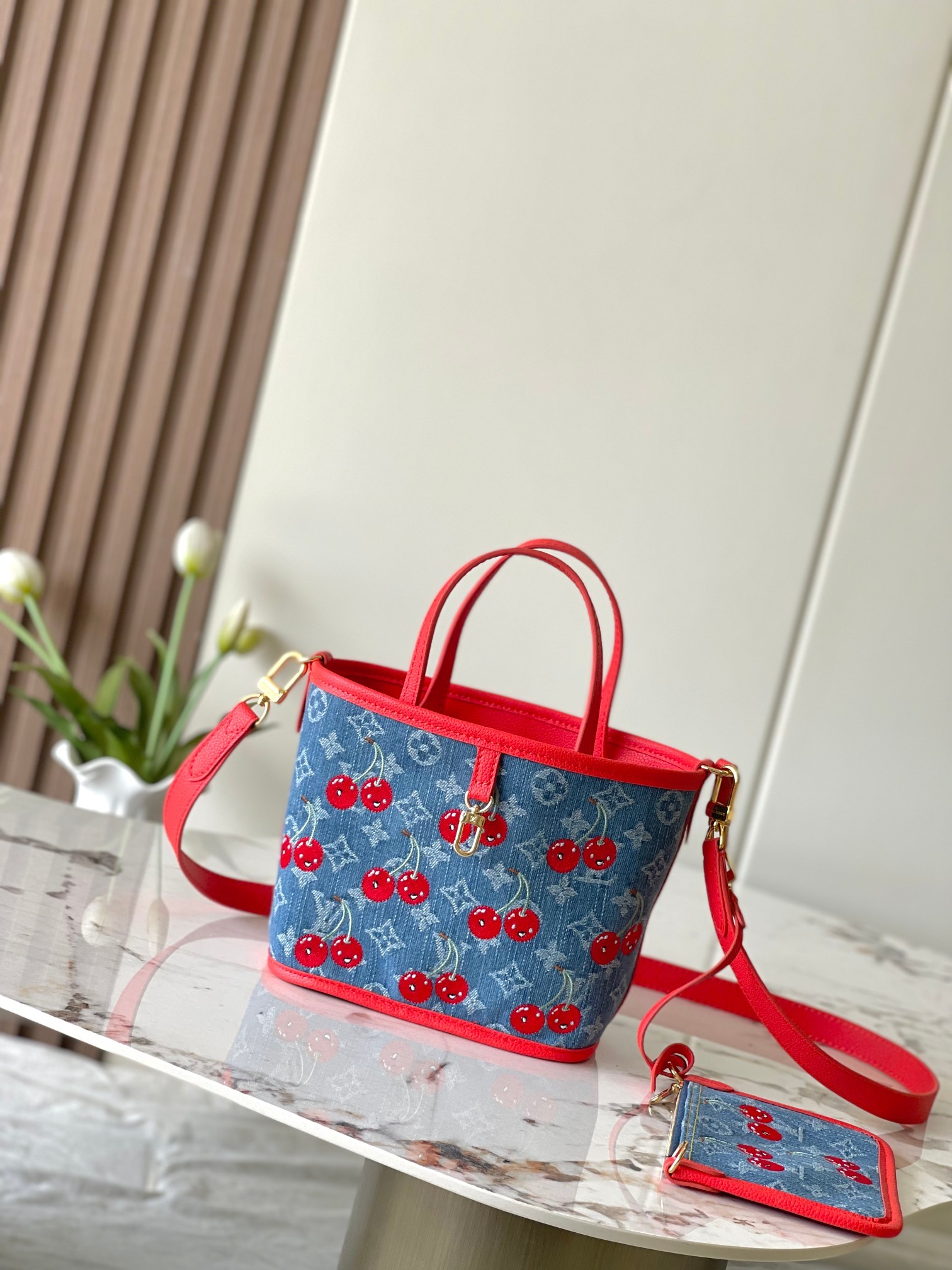 M14997牛仔蓝 樱桃🍒顶级原单加强版半钢五金163c01本款 Neverfull Inside O