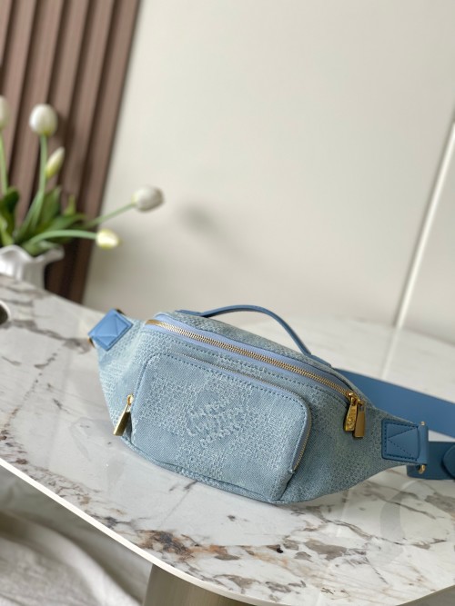 Louis Vuitton Damier Denim 3D Rush Waist Bag, Bleu Jean - M00205 1 Louis Vuitton Damier Denim 3D Rush Waist Bag, Bleu Jean - M00205
