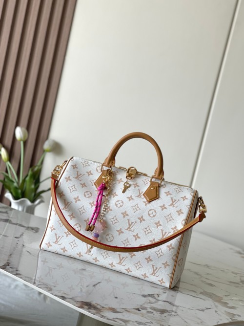 Louis Vuitton Speedy Soft 30 Boho Bag Monogram Canvas Dune White