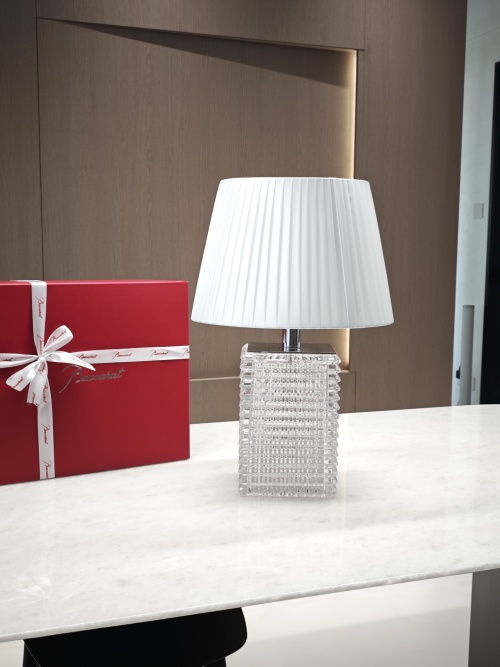 Baccarat Crystal Table Lamp with Pleated Shade - 48 x 35cm - Complete Gift Set