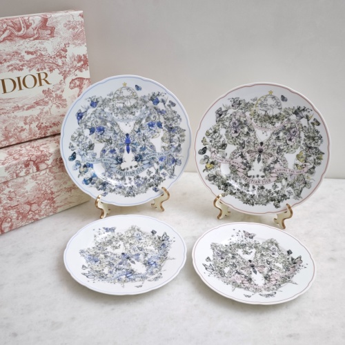 Dior Butterfly Around The World Dinner Plates Set,Pink and Blue, Set of 4