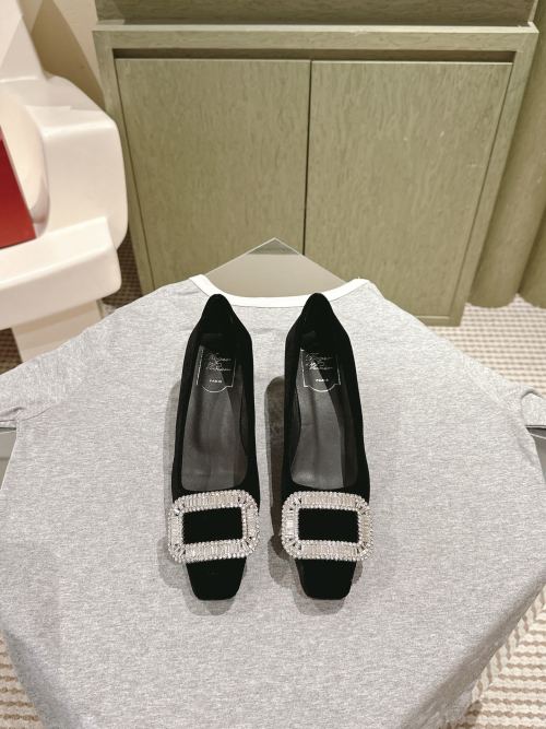 Roger Vivier Women's Black Velvet Jewel Buckle Ballet Flats 1 Roger Vivier Women's Black Velvet Jewel Buckle Ballet Flats