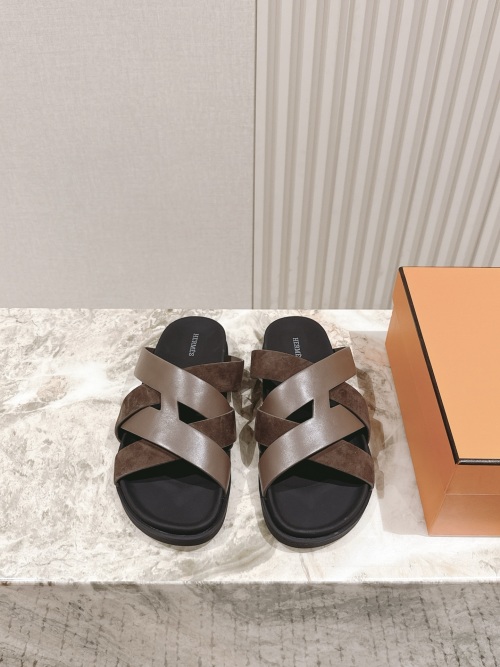 Hermes Sandal Couple Style Suede and Goatskin Leather Lightweight Comfort 1 Hermes Sandal Couple Style Suede and Goatskin Leather Lightweight Comfort