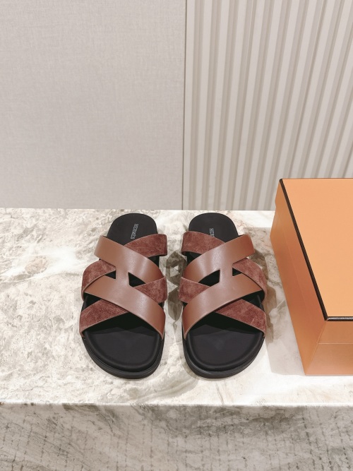 Hermes Sandal Crafted with Leather and Suede,Couple Style Summer Slippers 1 Hermes Sandal Crafted with Leather and Suede,Couple Style Summer Slippers