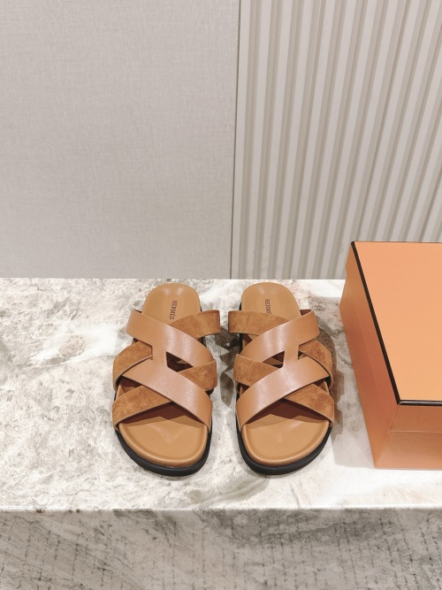 Hermes Sandals - Stylish Sheepskin & Suede Leather Slides - Unisex Design