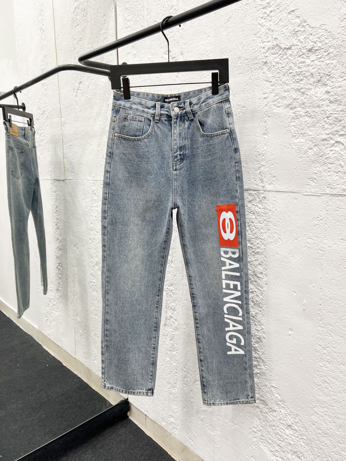Balenciaga Straight-Leg Denim Jeans with Logo Print in Blue 2 i1756282234156 8296 0 0