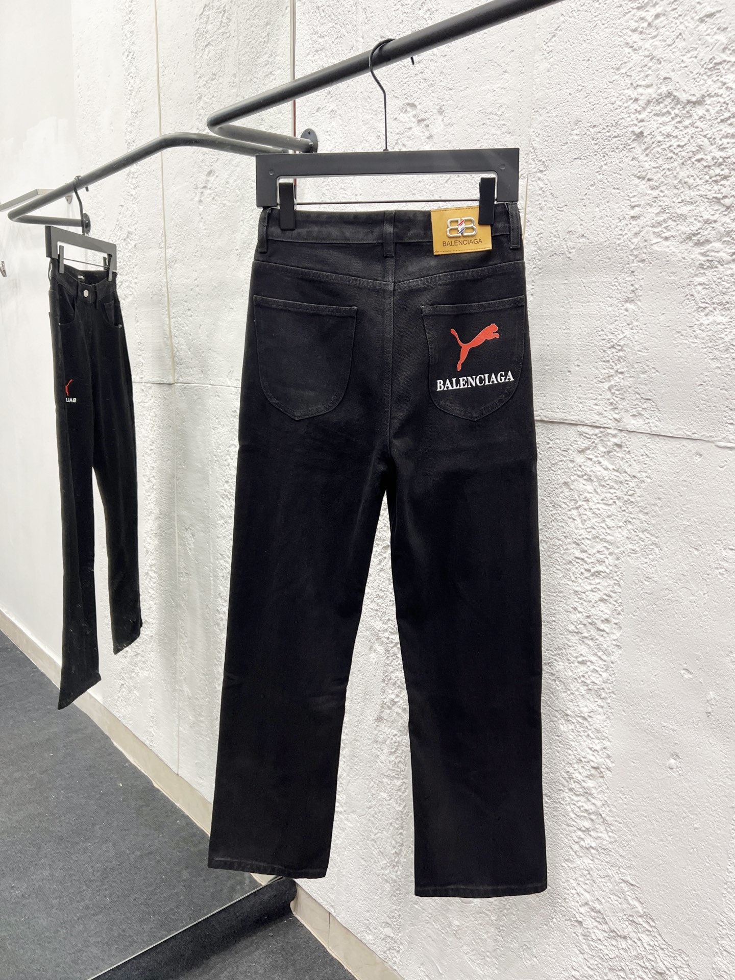 Balenciaga Men's Black Logo Print Straight Leg Jeans 3 i1758854175444 402 0 1