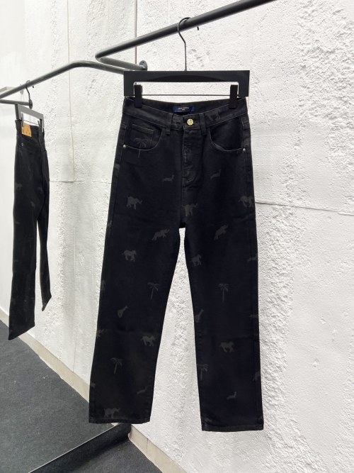 Louis Vuitton FW25 Animal Print Straight Leg Jeans, Black Denim 1 Louis Vuitton FW25 Animal Print Straight Leg Jeans, Black Denim