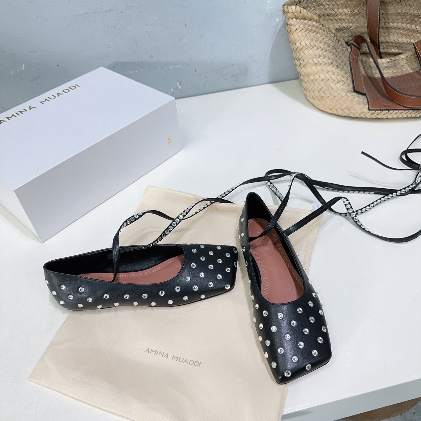 High Quality Amina Muaddi French Drilling Dress and Ballet Shoes Collection - 图片 7