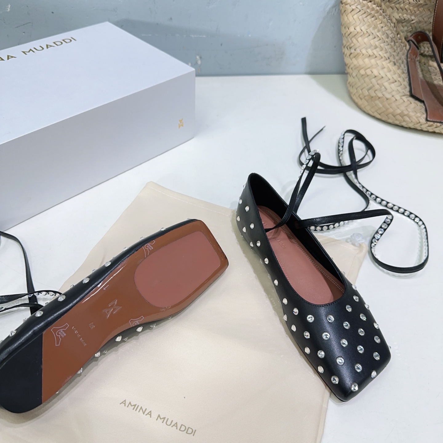 High Quality Amina Muaddi French Drilling Dress and Ballet Shoes Collection - 图片 8