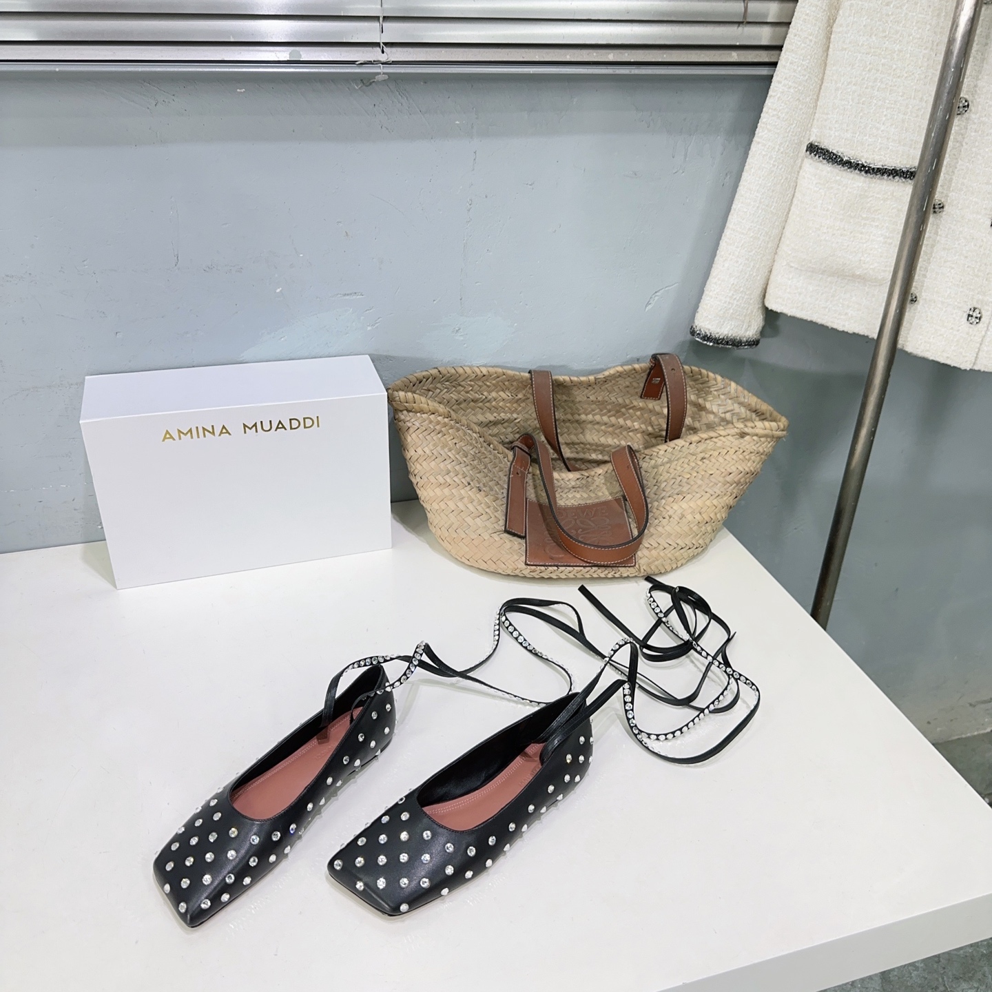 High Quality Amina Muaddi French Drilling Dress and Ballet Shoes Collection - 图片 5