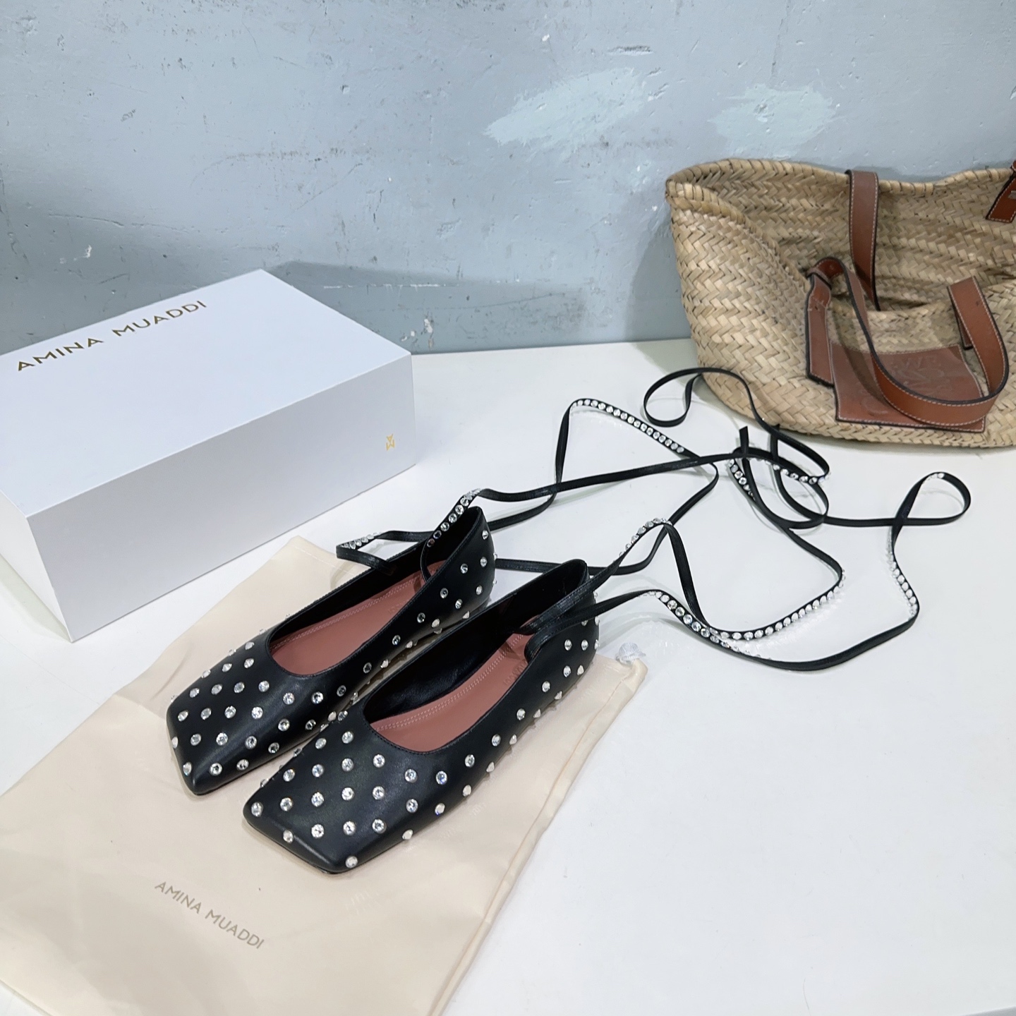 High Quality Amina Muaddi French Drilling Dress and Ballet Shoes Collection - 图片 9