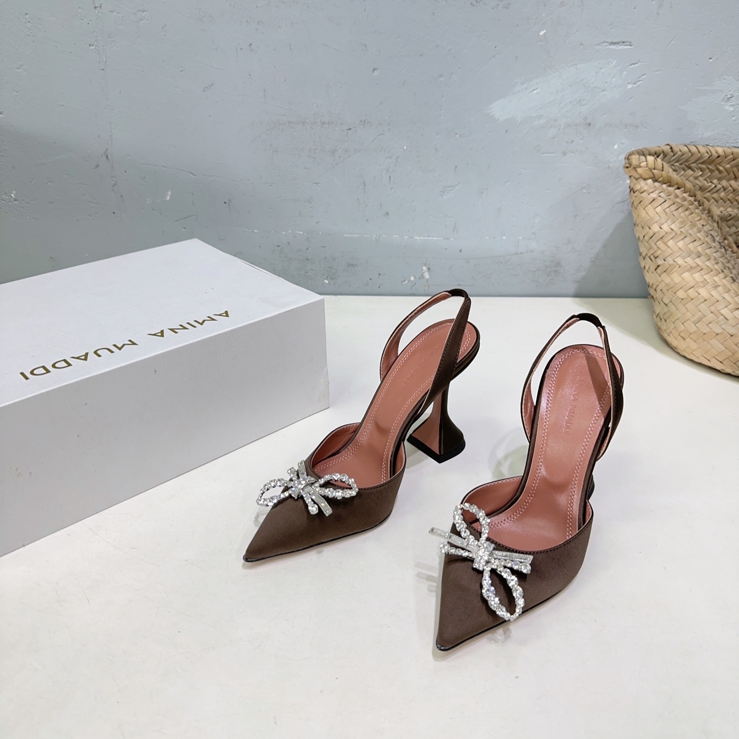 Amina Muaddi High-Quality Pointy Heel Shoes with Unique Design and Imported Materials