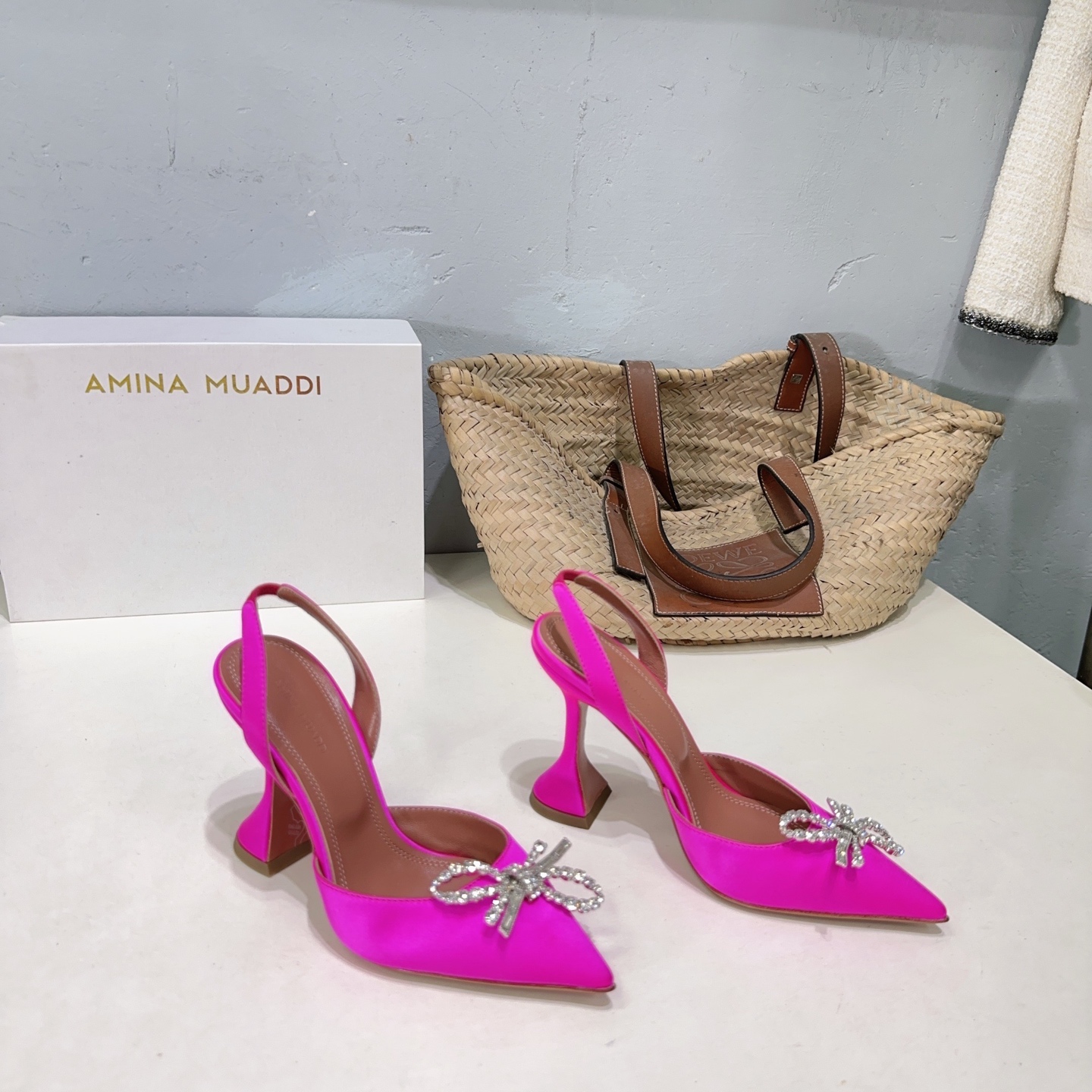 High-Quality Amina Muaddi Spring Heel Shoes with Unique Design and Imported Materials