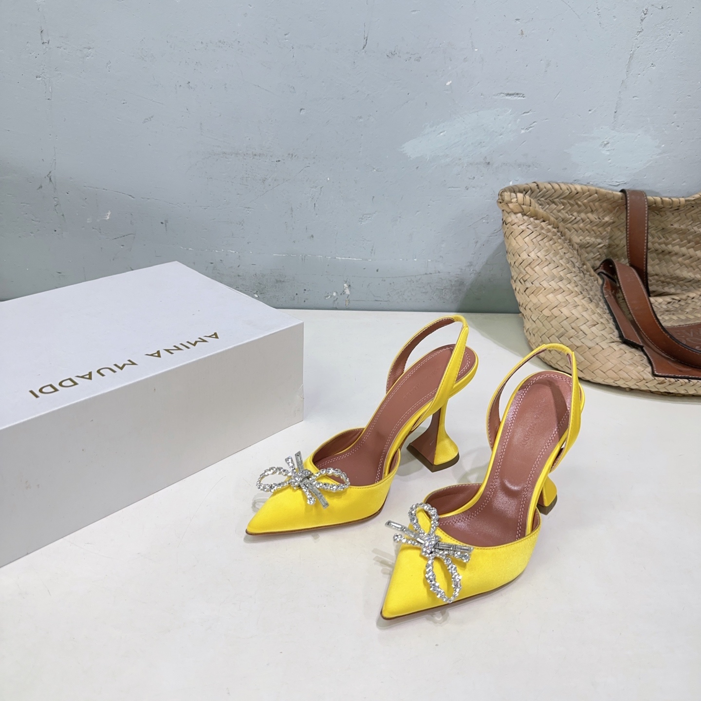 High Quality Amina Muaddi Heel Shoes: Spring New, Imported Leather, Unique Design