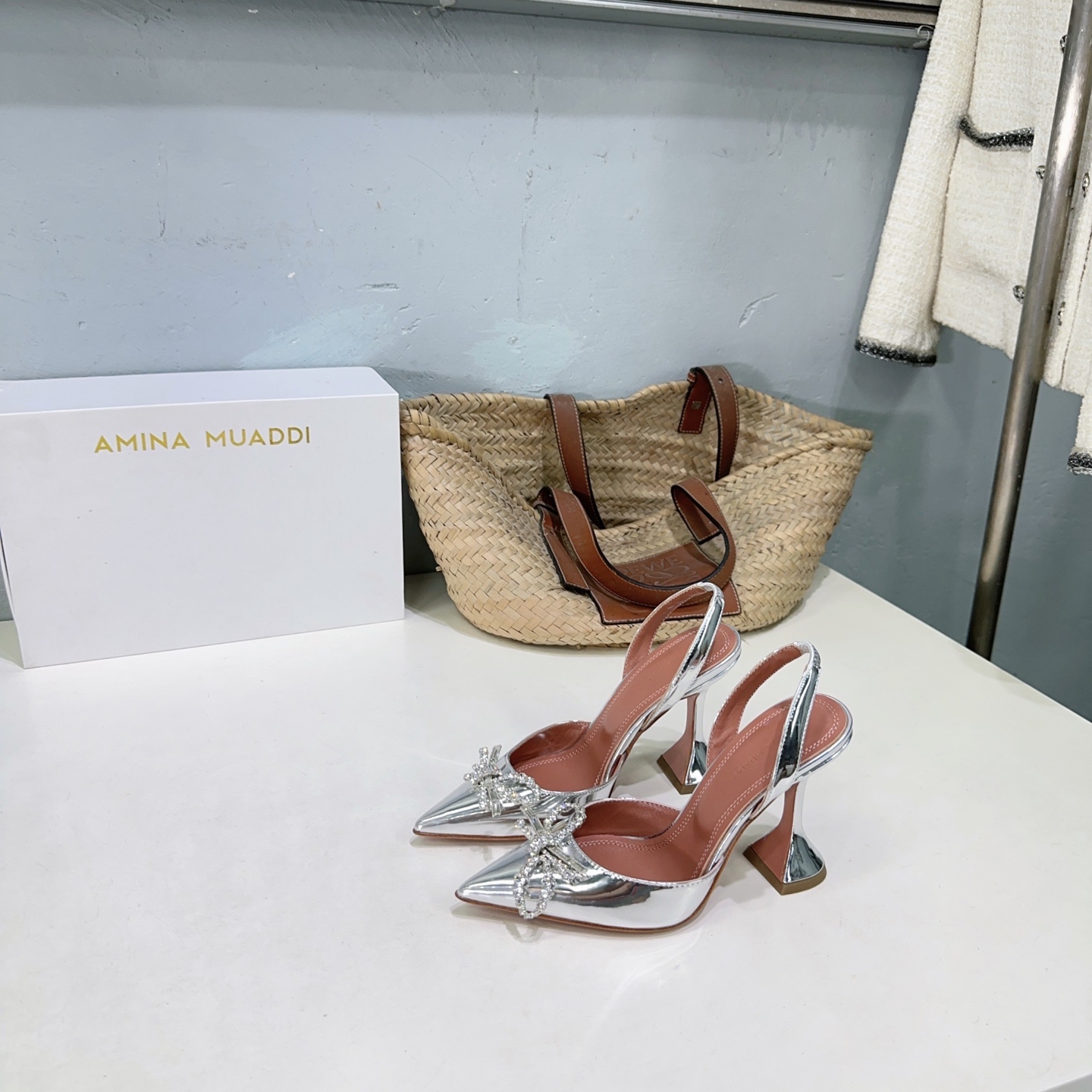 High-Quality Amina Muaddi Pointy Heel Shoes with Unique Design and Imported Materials