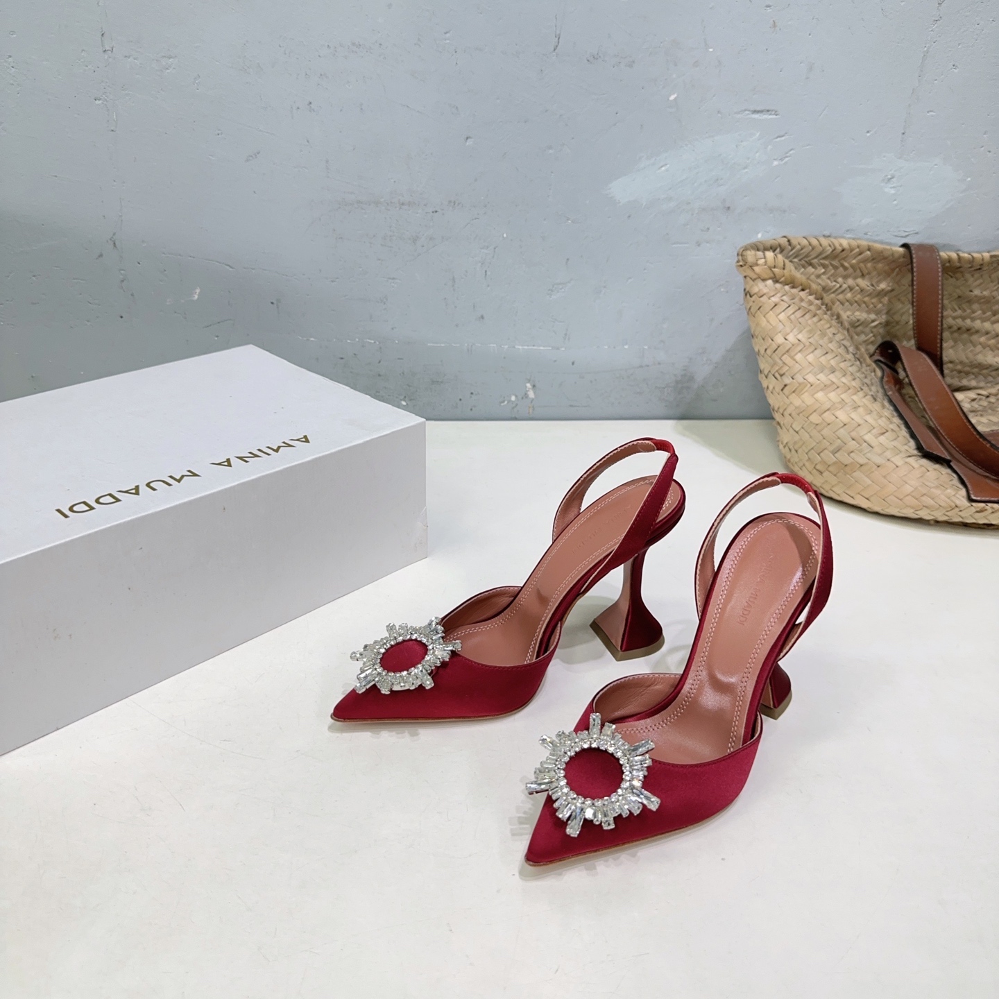 Amina Muaddi Spring Collection: High-Quality Pointy Heel Shoes with Unique Design