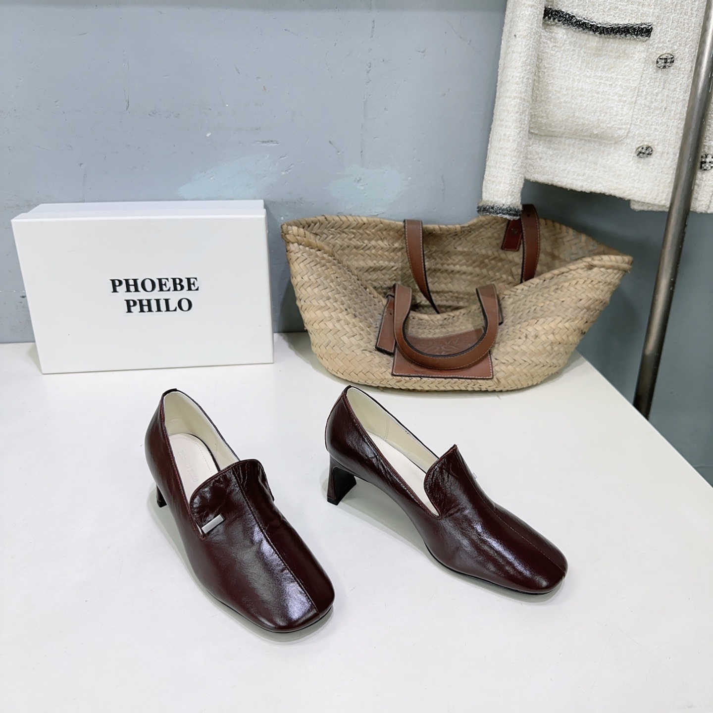 ¡Fábrica de alta calidad! Marca de moda de nicho 🔥Phoebe Philo26 ¡Mules de tacón alto con bloques de color y zapatos d…